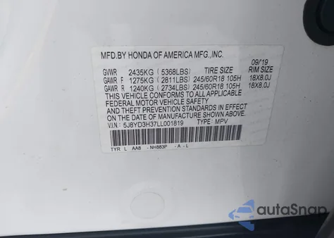 2020 Acura Mdx Standard from USA, damaged, VIN 5J8YD3H37LL001819